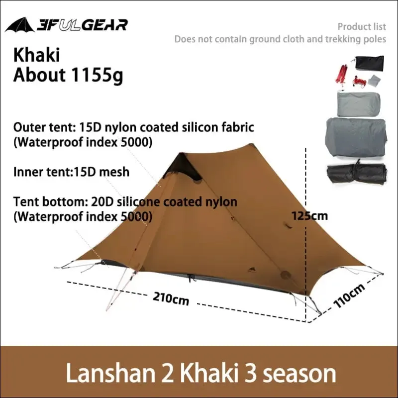 Lanshan 2 3f ul gear 2 person 1 person outdoor ultralight camping tent 3 season 4 season