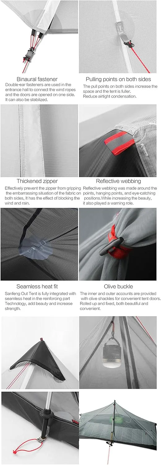 lanshan 2 Tent 2 Person Oudoor Ultralight Camping Tent 3 Season Professional 15D Silnylon Rodless Tent 4 Season