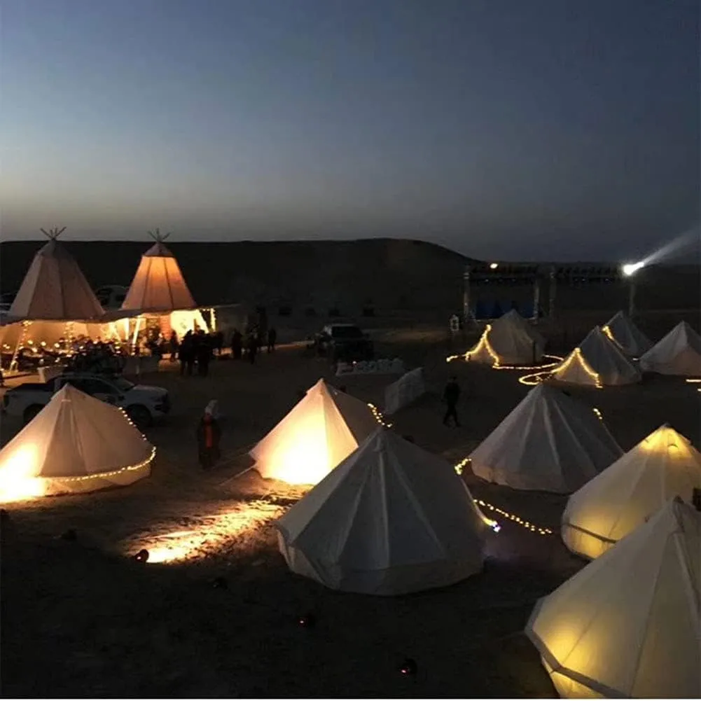 Large Camping Tent Bell Tent with Stove Hole Cotton Canvas Tents Yurt Tent 4 Season Indian Tent for Family Camping Outdoor Hunting
