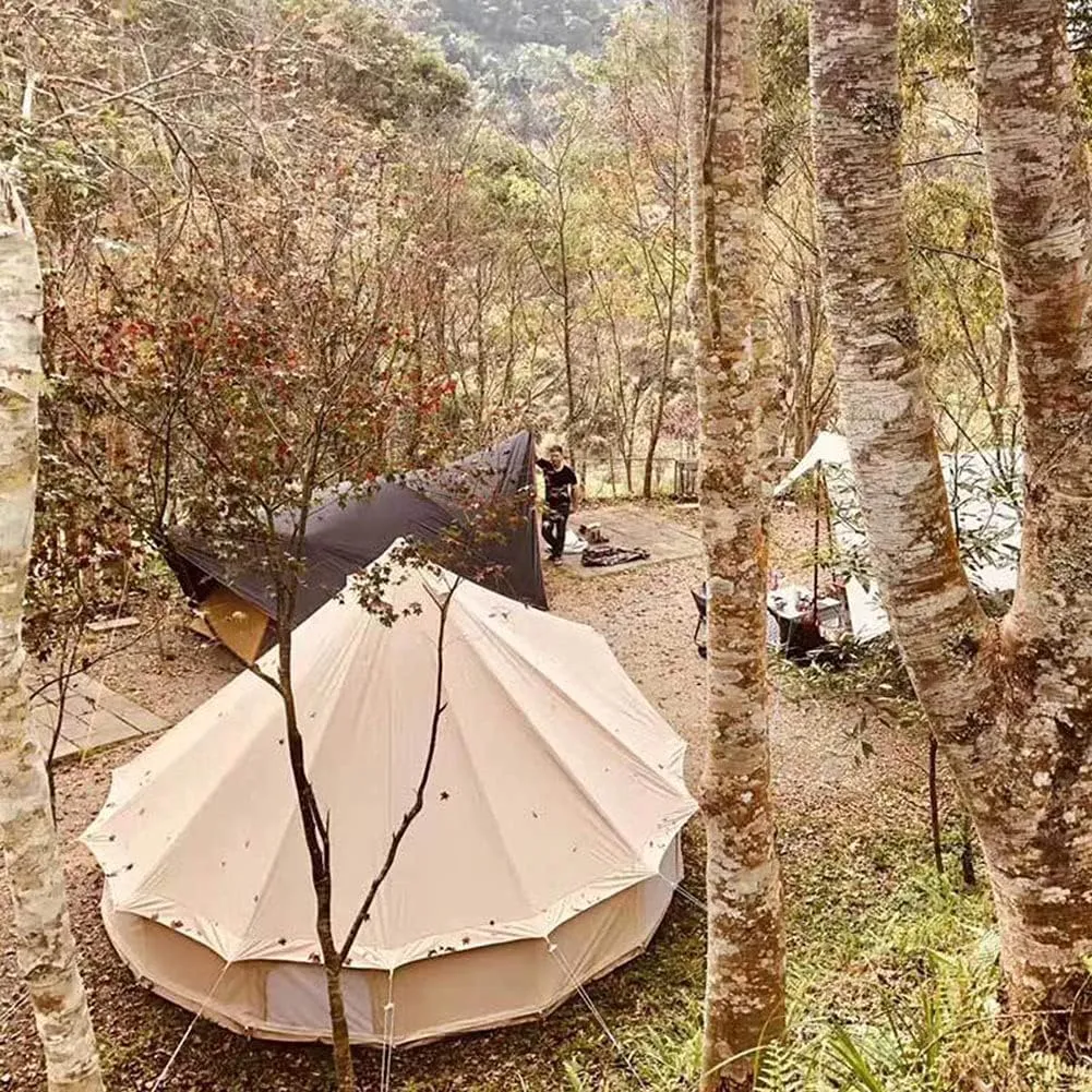 Large Camping Tent Bell Tent with Stove Hole Cotton Canvas Tents Yurt Tent 4 Season Waterproof Indian Tent for Family Camping Outdoor Hunting (Cotton 4M) (Cotton 3M)