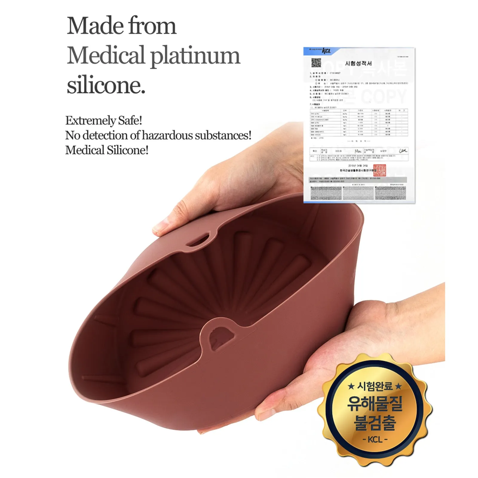 Large Nonstick Nontoxic Free international delivery Silicone Reusable Proactive service Airfryer Pot Brown
