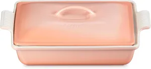 Le Creuset Stoneware Heritage Covered Rectangular Casserole, 4 qt., Peche