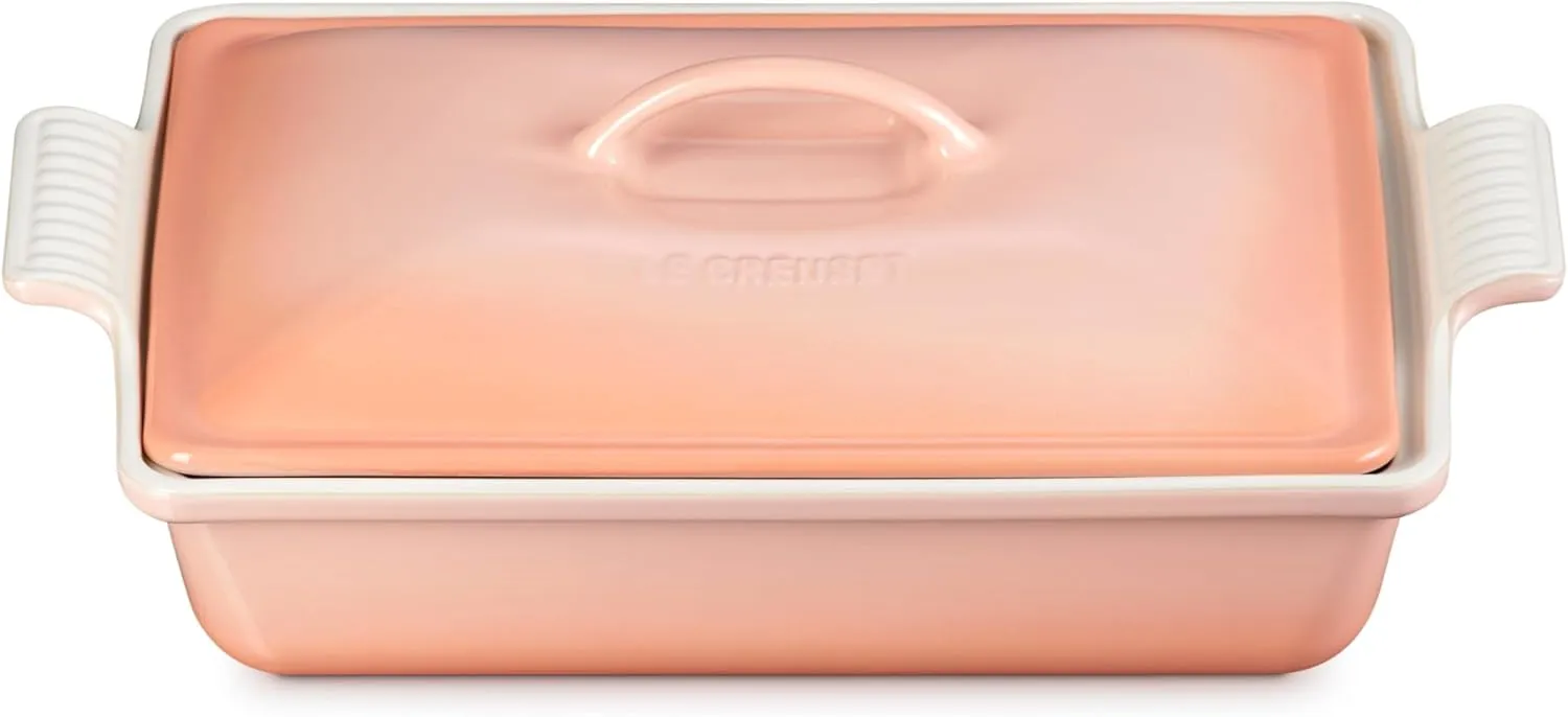 Le Creuset Stoneware Heritage Covered Rectangular Casserole, 4 qt., Peche
