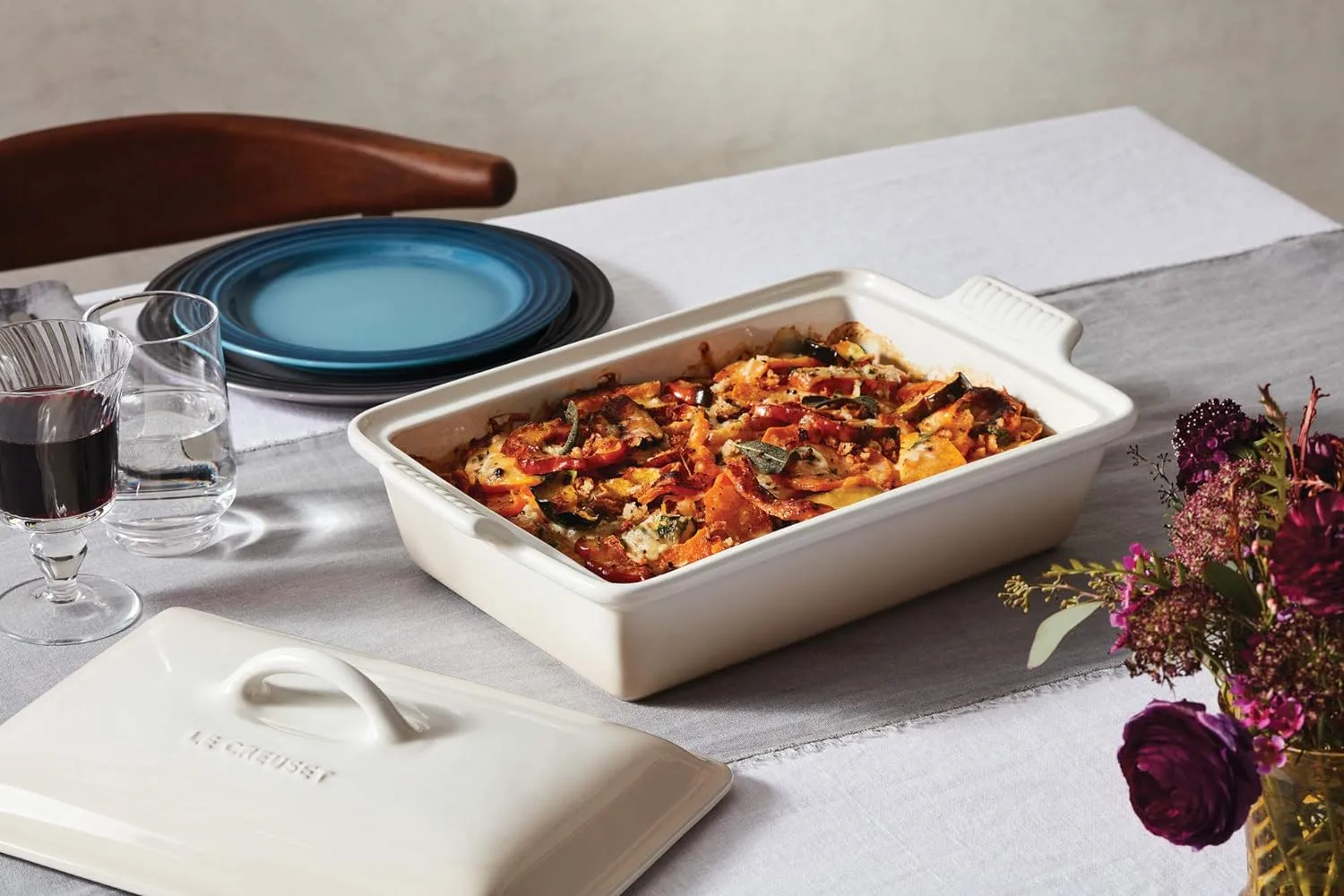 Le Creuset Stoneware Heritage Covered Rectangular Casserole, 4 qt., Peche
