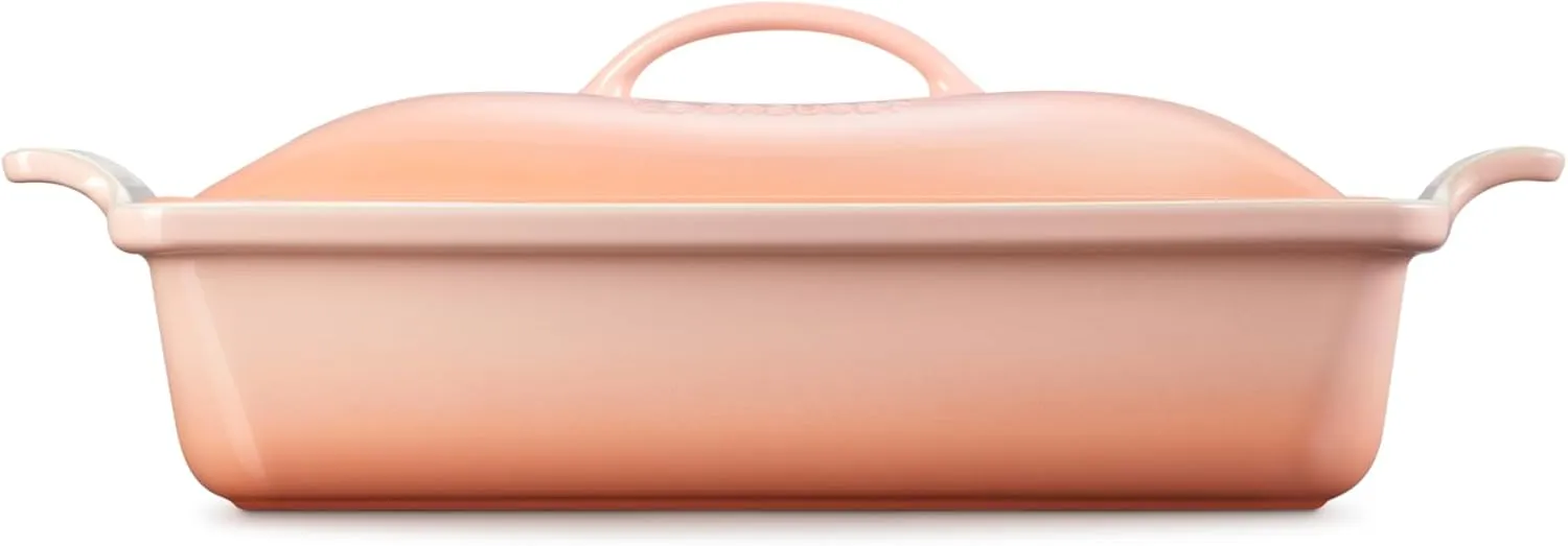 Le Creuset Stoneware Heritage Covered Rectangular Casserole, 4 qt., Peche