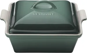 Le Creuset Stoneware Heritage Covered Square Casserole, 9-Inch, Artichaut