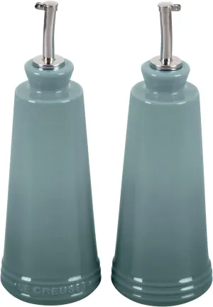 Le Creuset Stoneware Oil and Vinegar Set, Sea Salt, 10 oz.