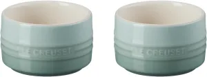 Le Creuset Stoneware Round Ramekin Straight Wall Set of 2, 6.75oz. Each, Sea Salt