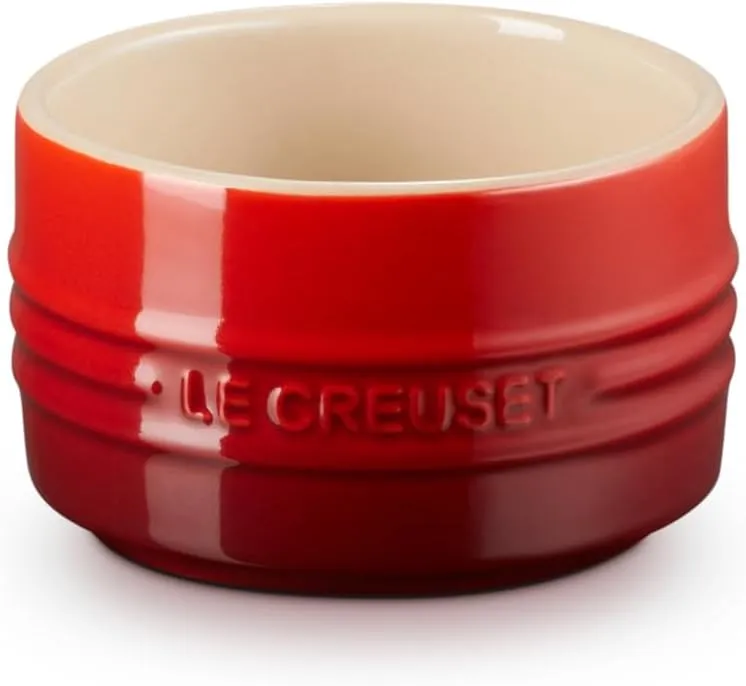 Le Creuset Stoneware Round Straight Wall Ramekin, 6.75oz., Cerise
