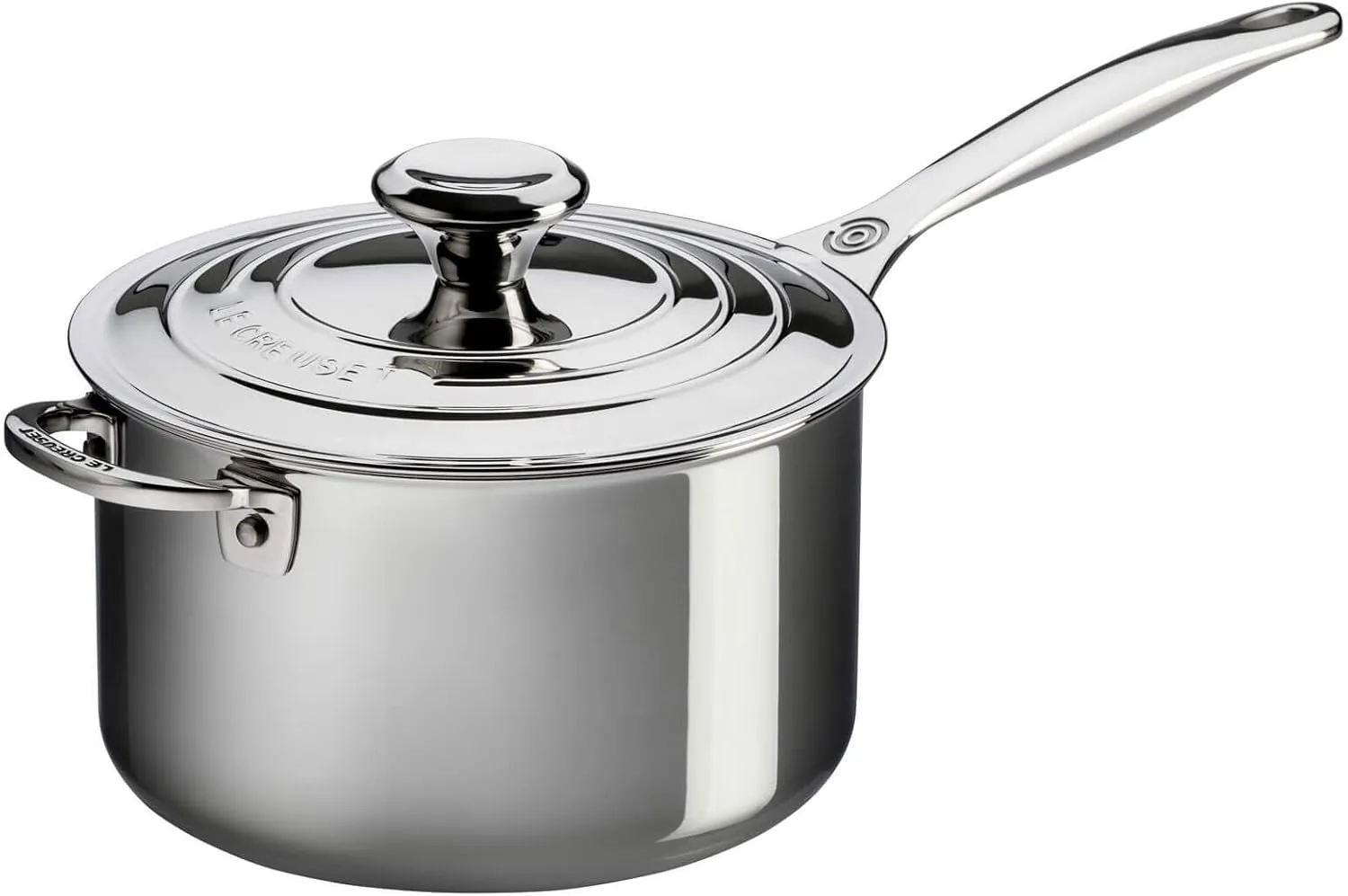 Le Creuset Tri-Ply Stainless Steel 4 Quart Saucepan with Helper Handle