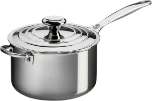 Le Creuset Tri-Ply Stainless Steel 4 Quart Saucepan with Helper Handle