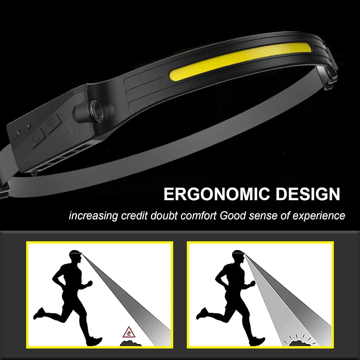 LED Headlamp, 2 Pack Rechargeable Head Lamp Flashlight Motion Sensor, flex pro lightbar 270° Wide Beam Bright headband, COB XPE Lightweight Waterproof Head Light for Outdoor Running Camping Hiking