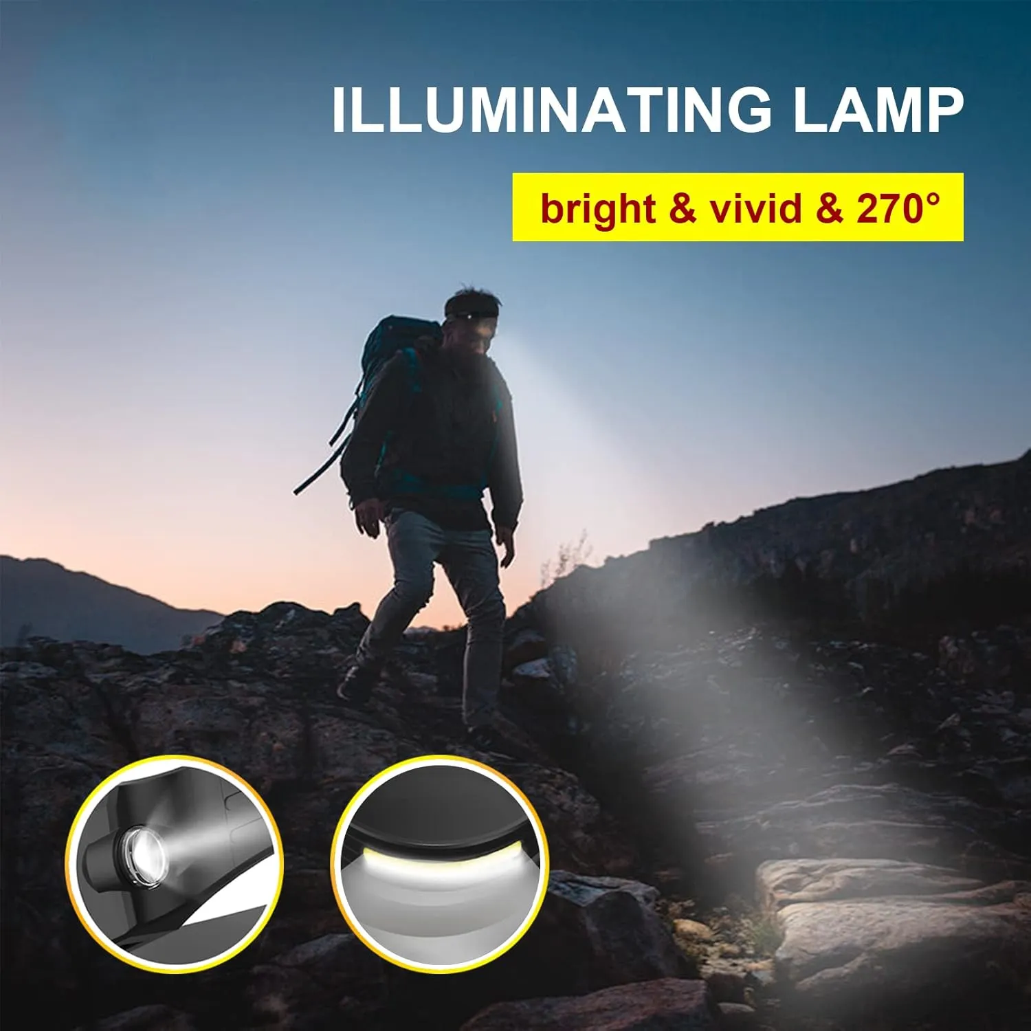 LED Headlamp, 2 Pack Rechargeable Head Lamp Flashlight Motion Sensor, flex pro lightbar 270° Wide Beam Bright headband, COB XPE Lightweight Waterproof Head Light for Outdoor Running Camping Hiking