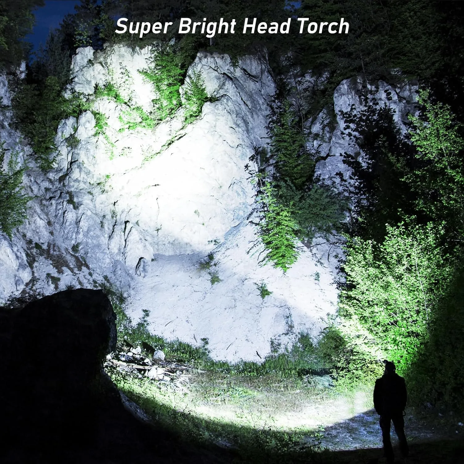LED Headlamp, 8000L Super Bright Rechargeable Headlight Flashlight - 3 Lights 5 Modes,Zoomable,Spotlight&Floodlight Combination, IPX6 Waterproof, 20 Hrs Runtime for Running,Hiking etc-Blue