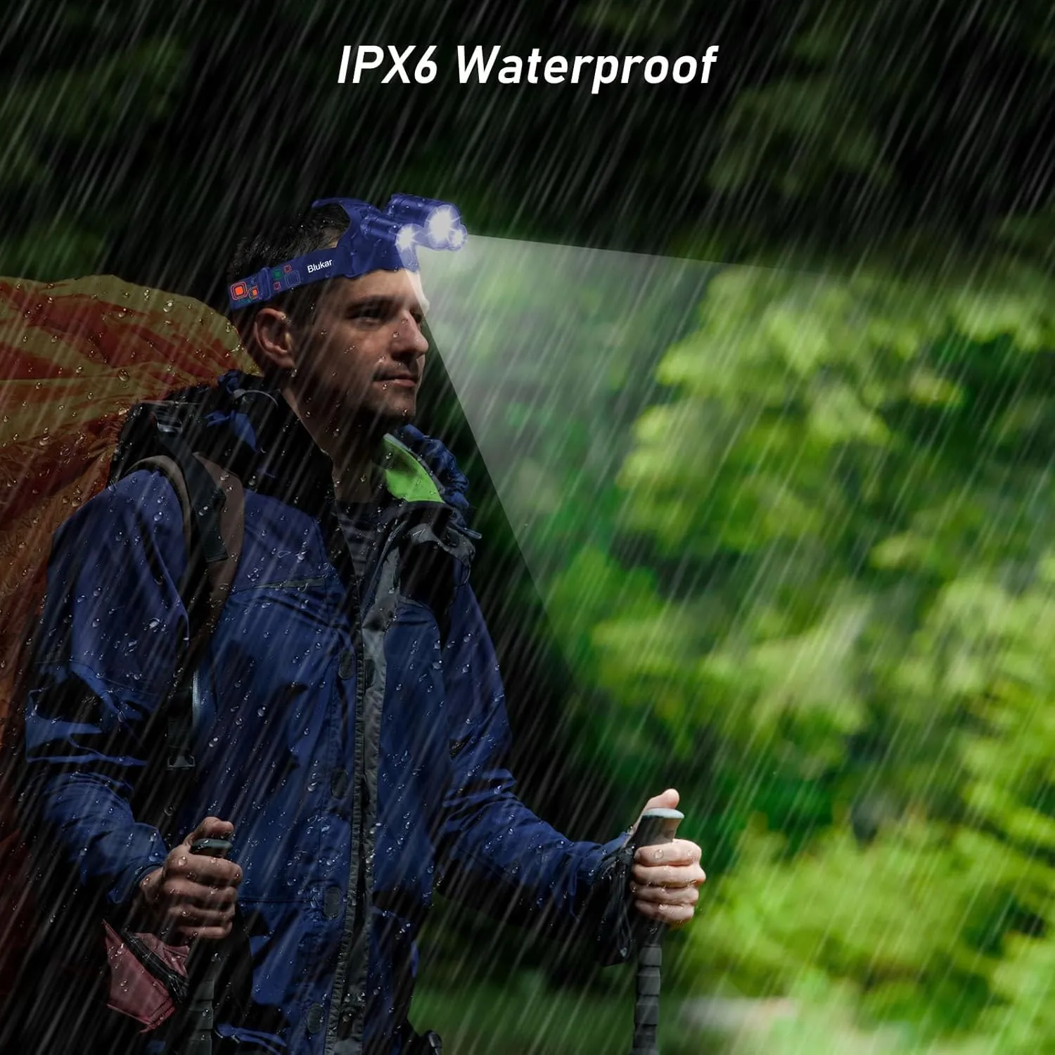 LED Headlamp, 8000L Super Bright Rechargeable Headlight Flashlight - 3 Lights 5 Modes,Zoomable,Spotlight&Floodlight Combination, IPX6 Waterproof, 20 Hrs Runtime for Running,Hiking etc-Blue