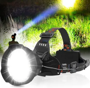 LED Headlamp USB Rechargeable, Headlamps Battery Powered, Headlamps for Adults with 3 Modes, Batteries Included, IPX5 Waterproof Headlamp Flashlight for Camping, Hunting, Running, Fishing, Biking