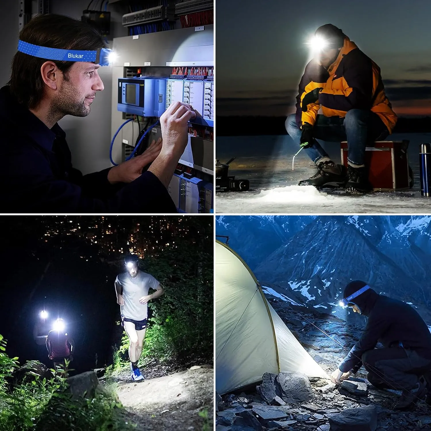 LED Headlamp,2000L Super Bright Rechargeable Headlight Flashlight with White&Red Light 2 Pack - Motion Sensor,Dimmable Brightness,8 Modes,Spotlight&Floodlight,IPX5 Waterproof for Hiking-Blue