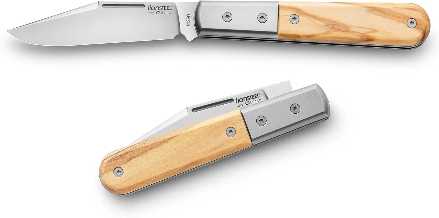 LionSTEEL The Barlow - Traditional Gentlemen’s Folding Pocket Knife, Collector Quality Folder for EDC, Titanium Bolsters, M390 Steel, Made in Italy