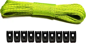 LiteOutdoors Guyline & Tensioner Kit - 1.8mm Diameter - 60 or 100 feet - Ultralight Reflective Tent Cord, Lightweight Non-Slip Cord Adjusters. Camping, Hiking, Paracord
