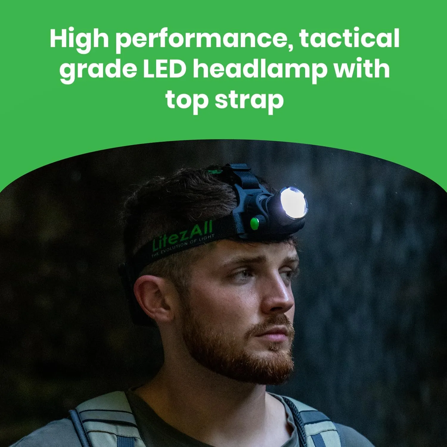 LitezAll LED Headlamp Work Light, 800 Lumen Adjustable Battery Powered Head lamp with 3 Modes, Weather Resistant Head Lamps Flashlight for Camping, Running, Hiking, Hard Hats – Batteries Included