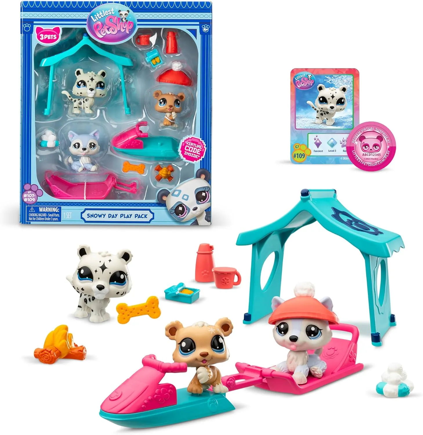 Littlest Pet Shop - Snowy Day Play Pack - LPS Gen 7, Authentic Mystery Figures, Surprise Collectible Kidult Toy, Girls, Boys, Kids, Tweens Ages 4 