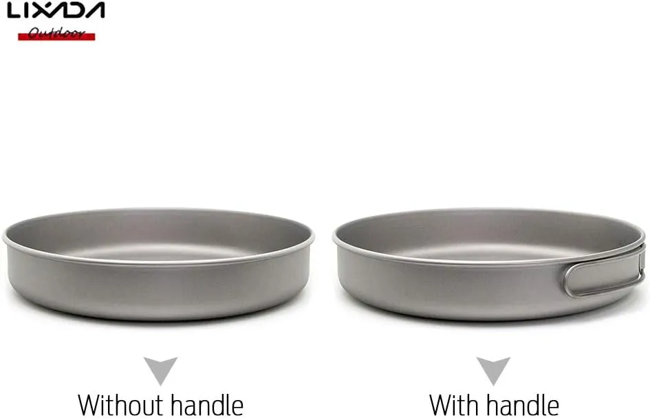 Lixada Ultralight Titanium Frypan Outdoor Camping Hiking Picnic Cooking Frying Pan 750/1000ML with/Without Handle