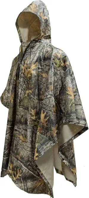 LOOGU Rain Poncho Waterproof Hooded Rain Coat Multi-Use Camo Shelter Ground Sheet for Hunting Camping Hiking