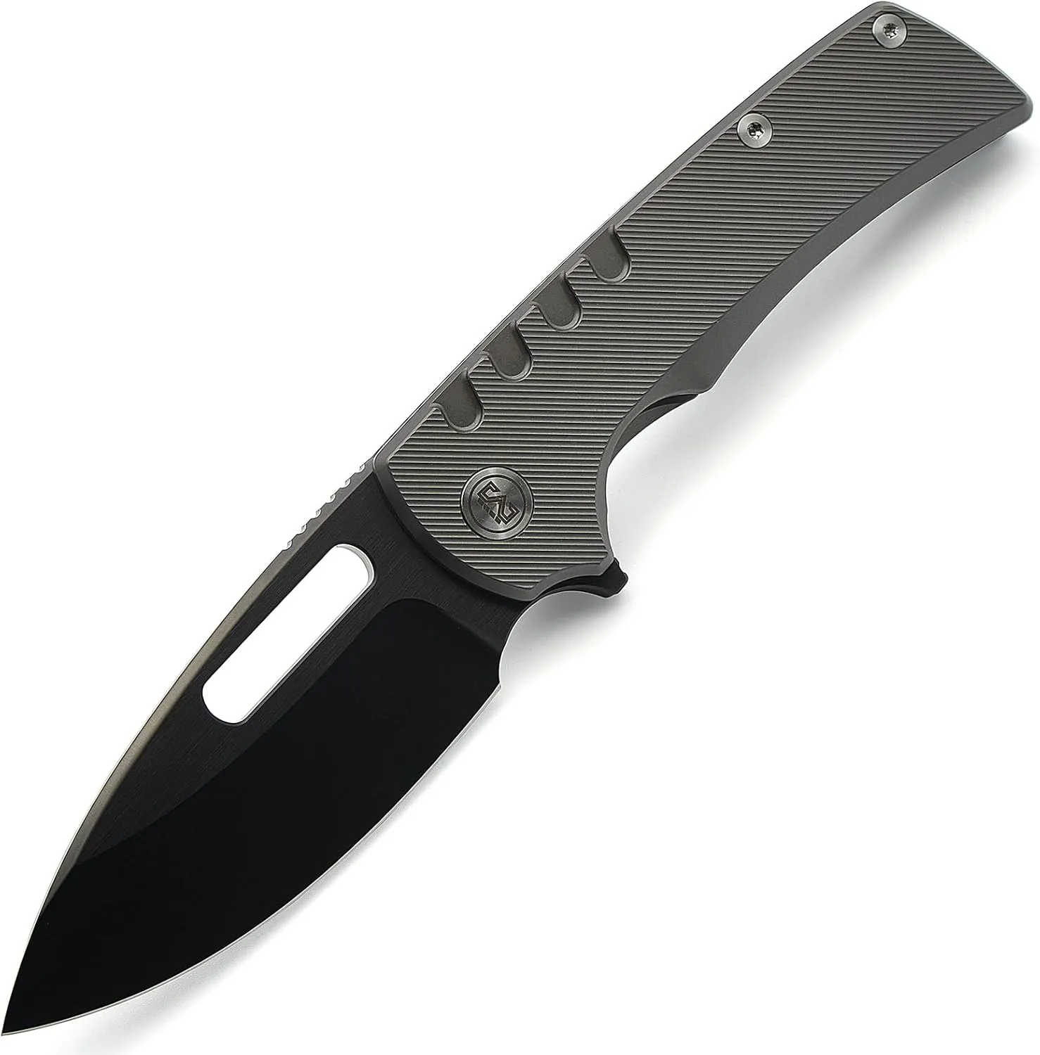 M Miguron Arma XL Flipper Folding Knife 4.02 Inches Satin With DLC M390 Blade Dark Grey PVD Titanium Handle Pocket Knife MGR603XLBK