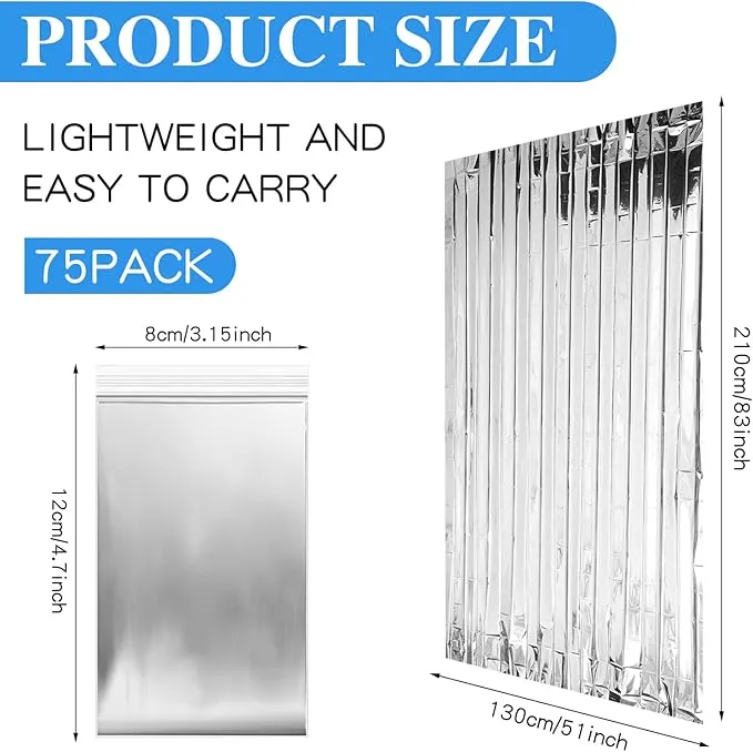 Macarrie 75 Pack Emergency Foil Thermal Blankets Silver Foil Survival Blanket Space Blanket Survival Kit for Outdoors, Camping, Hiking, Homeless, Survival or First Aid, Silver