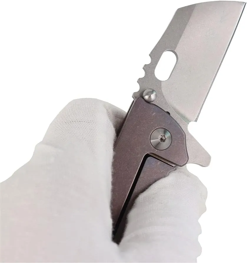 MASALONG kni215 Ultra Mini Folding Pocket Knife D2 Blade, TC4 Titanium Handle folding knife (brown)