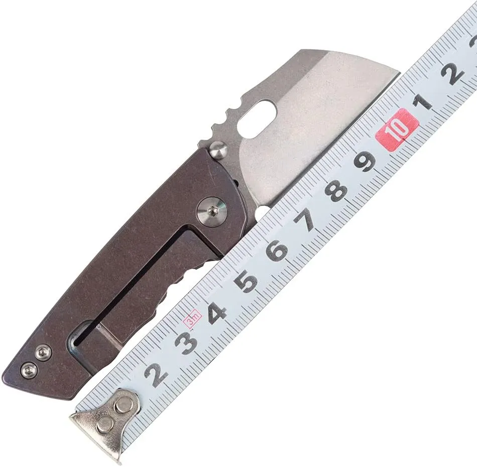 MASALONG kni215 Ultra Mini Folding Pocket Knife D2 Blade, TC4 Titanium Handle folding knife (brown)