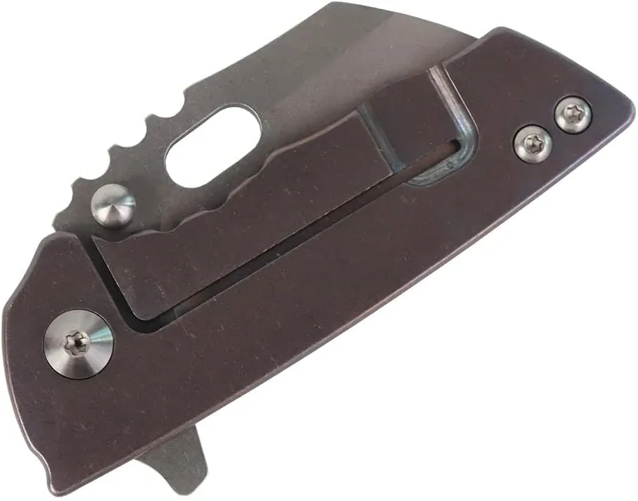 MASALONG kni215 Ultra Mini Folding Pocket Knife D2 Blade, TC4 Titanium Handle folding knife (brown)