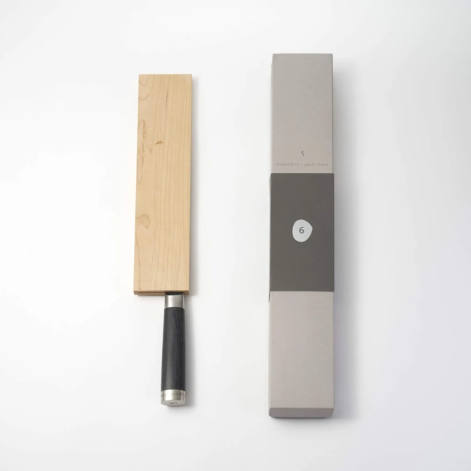 Michel BRAS No. 6 Santoku Knife, 10” Handcrafted All Purpose Knife, 3 Layer Stainless Steel Blade, Black Pakkawood Handle, Precision and Sharpness for Professional and Home Chefs
