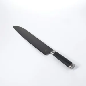 Michel BRAS No. 6 Santoku Knife, 10” Handcrafted All Purpose Knife, 3 Layer Stainless Steel Blade, Black Pakkawood Handle, Precision and Sharpness for Professional and Home Chefs