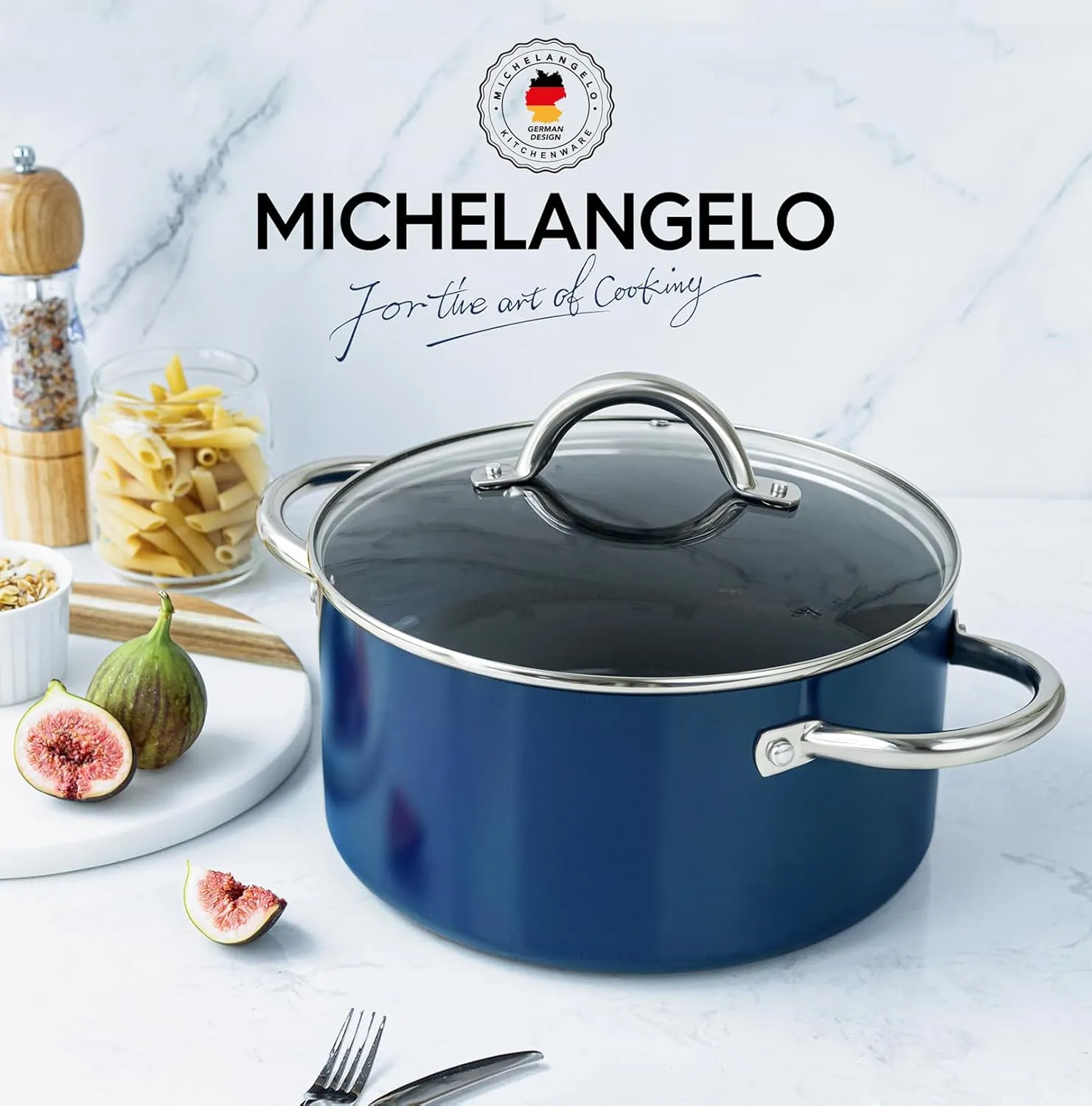 MICHELANGELO 6 Quart Stock Pot With Lid, Non-Toxic Ceramic Soup Pot, Non-Stick Cooking Pot With Stainless Steel Handle, Induction Compatible