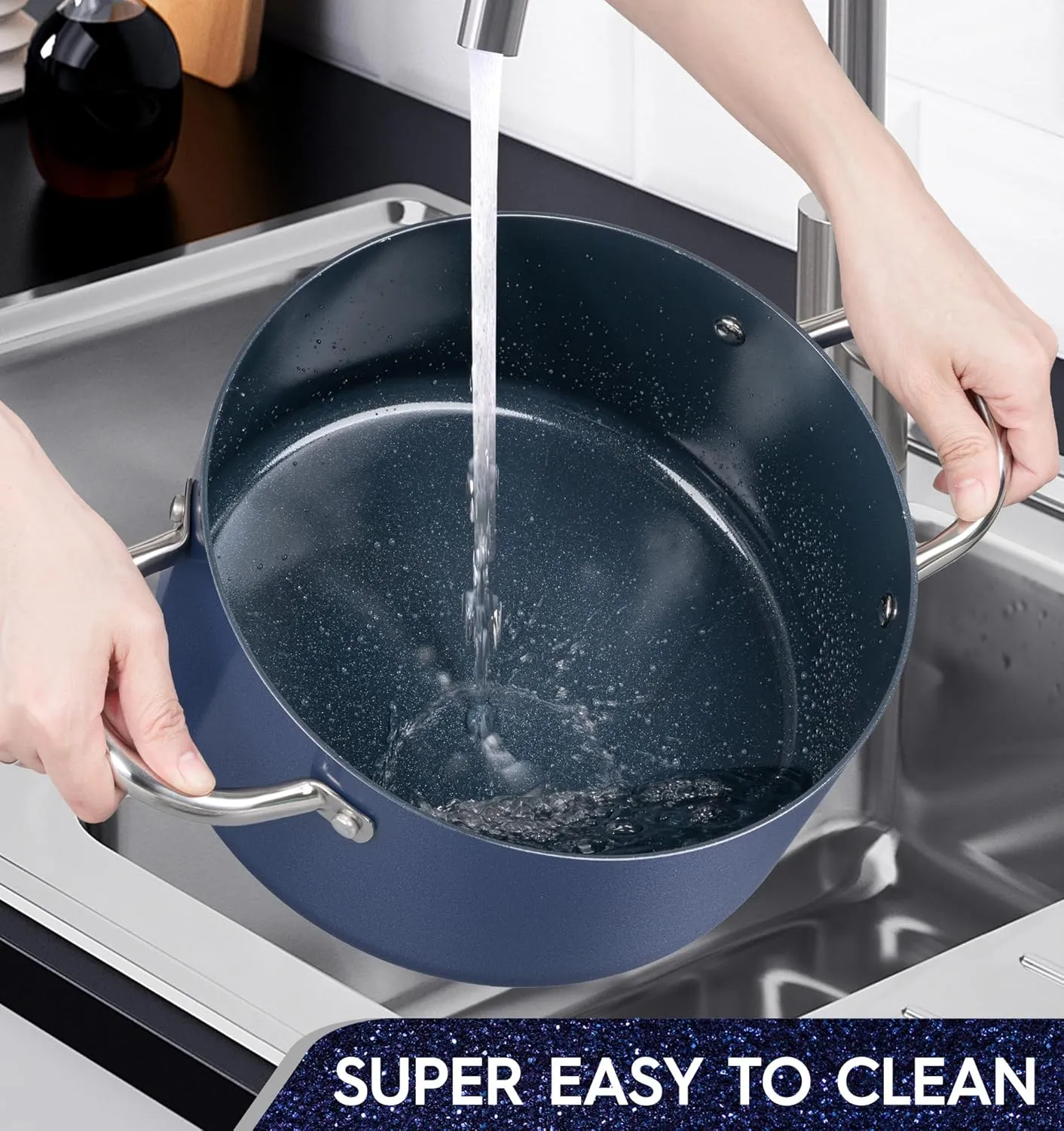 MICHELANGELO 6 Quart Stock Pot With Lid, Non-Toxic Ceramic Soup Pot, Non-Stick Cooking Pot With Stainless Steel Handle, Induction Compatible