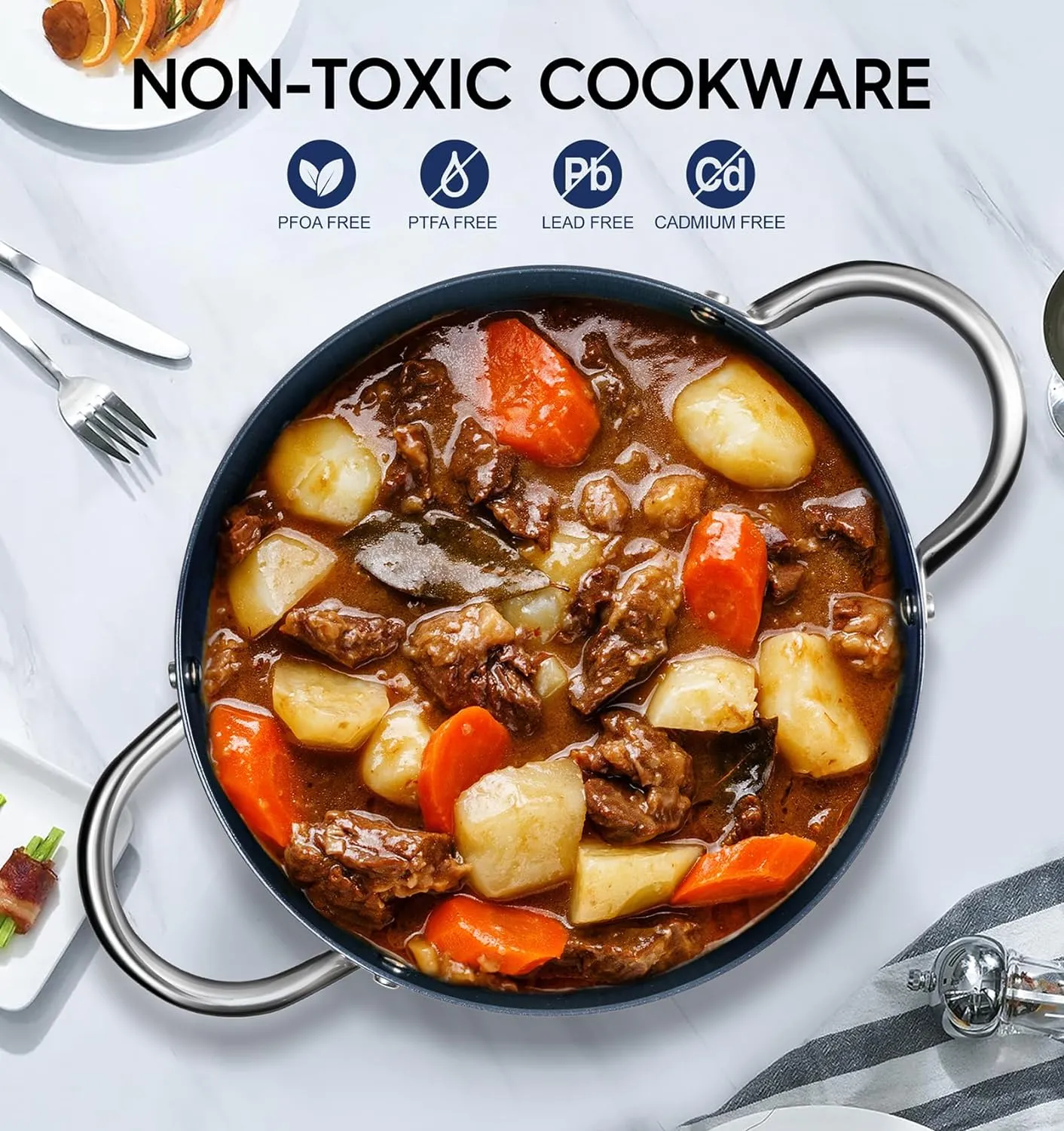 MICHELANGELO 6 Quart Stock Pot With Lid, Non-Toxic Ceramic Soup Pot, Non-Stick Cooking Pot With Stainless Steel Handle, Induction Compatible