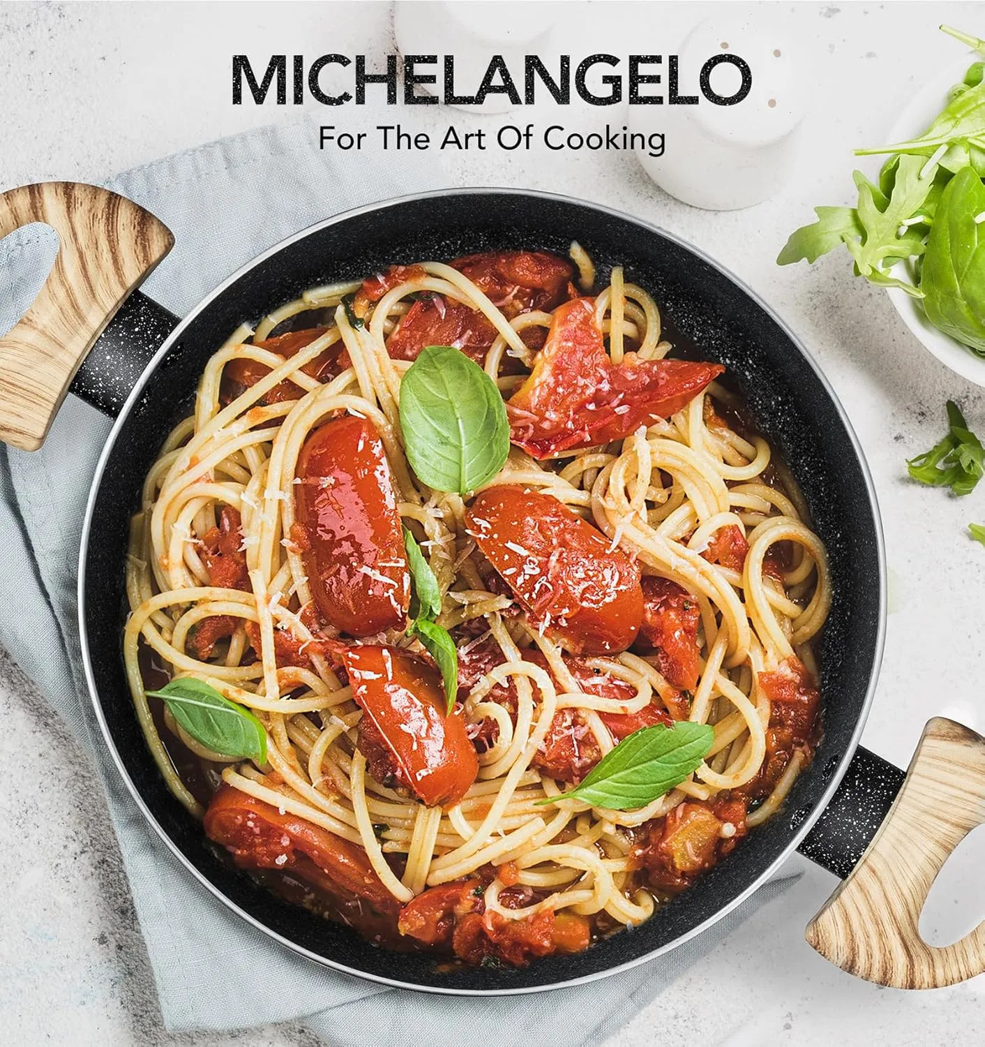 MICHELANGELO 6 Quart Stock Pot With Lid, Nonstick Soup Pot, Induction Compatible Cooking Pot, Stay-cool Handle, for Cooking, Black Granite