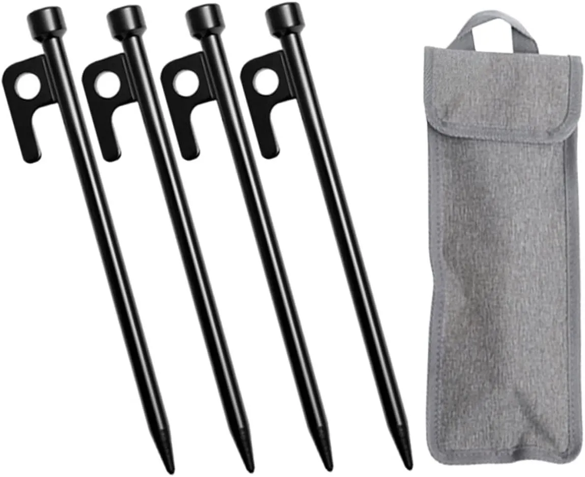 Mikikit Iron Tent Stakes Sturdy Ground Nails for Camping Tarps Strong Wind Resistance
