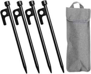 Mikikit Iron Tent Stakes Sturdy Ground Nails for Camping Tarps Strong Wind Resistance