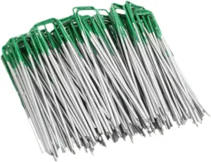 Mikikit Professional U-Shaped Landscape Stakes 50 Pcs Garden Metal Stakes Tent Nails for Ground Sheets Artificial Grass
