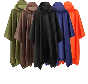 MINUSE Quality Folding Multipurpose 3-in-1 Hooded Raincoat Backpack Outdoor Hiking Poncho Camouflage Sun Protection Ground Tarp,Brown,213 142CM