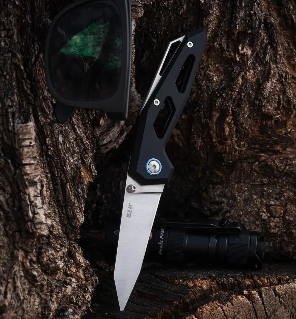 MKM EDGE Liner Lock Folding Pocket Knife, Minimalist Lightweight Aluminum Handles, 2.9” ELMAX Steel Blade, Made in Italy