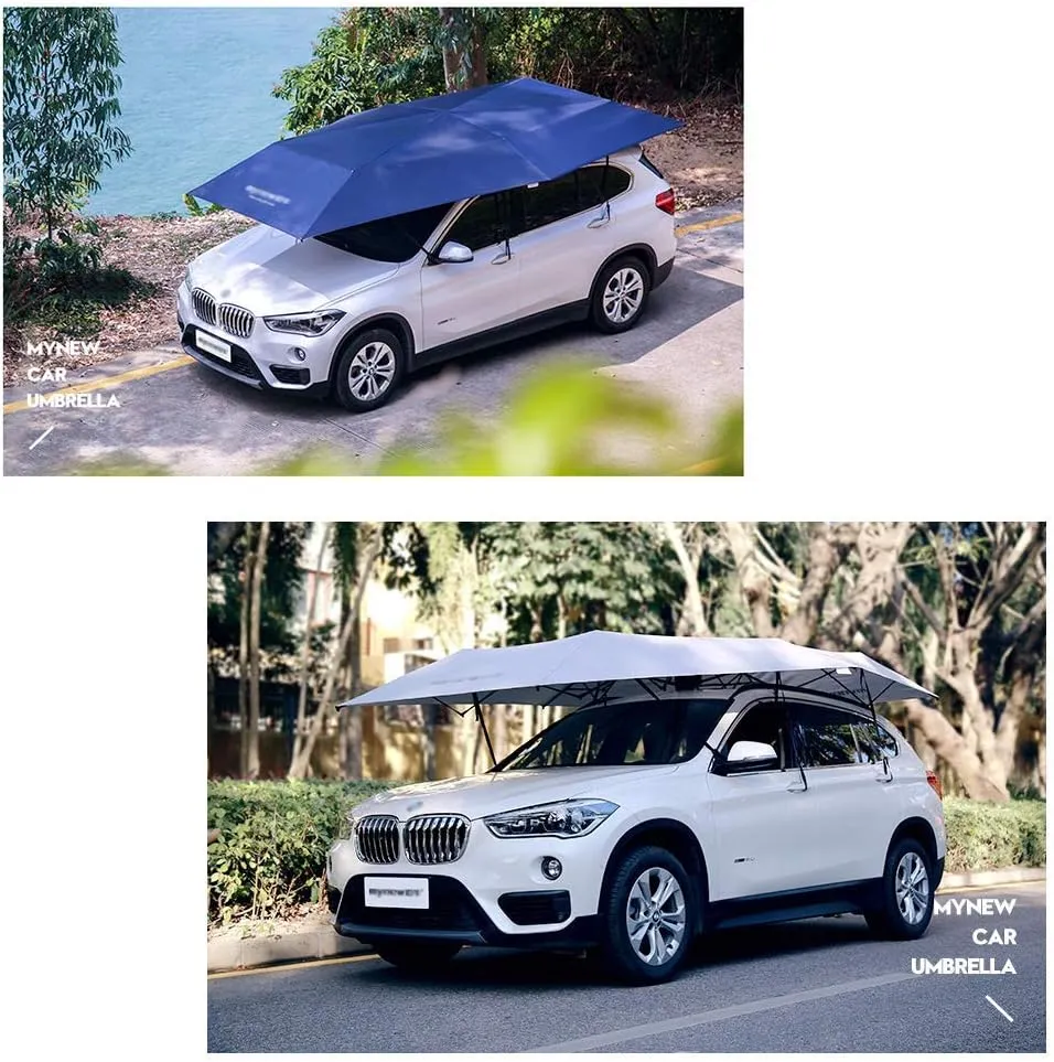 Movable Folded Car Tent,Semi-Automatic Carport Portable Car Protection Canopy with Sun Shade Anti-UV, Water-Proof, Proof Wind Snow