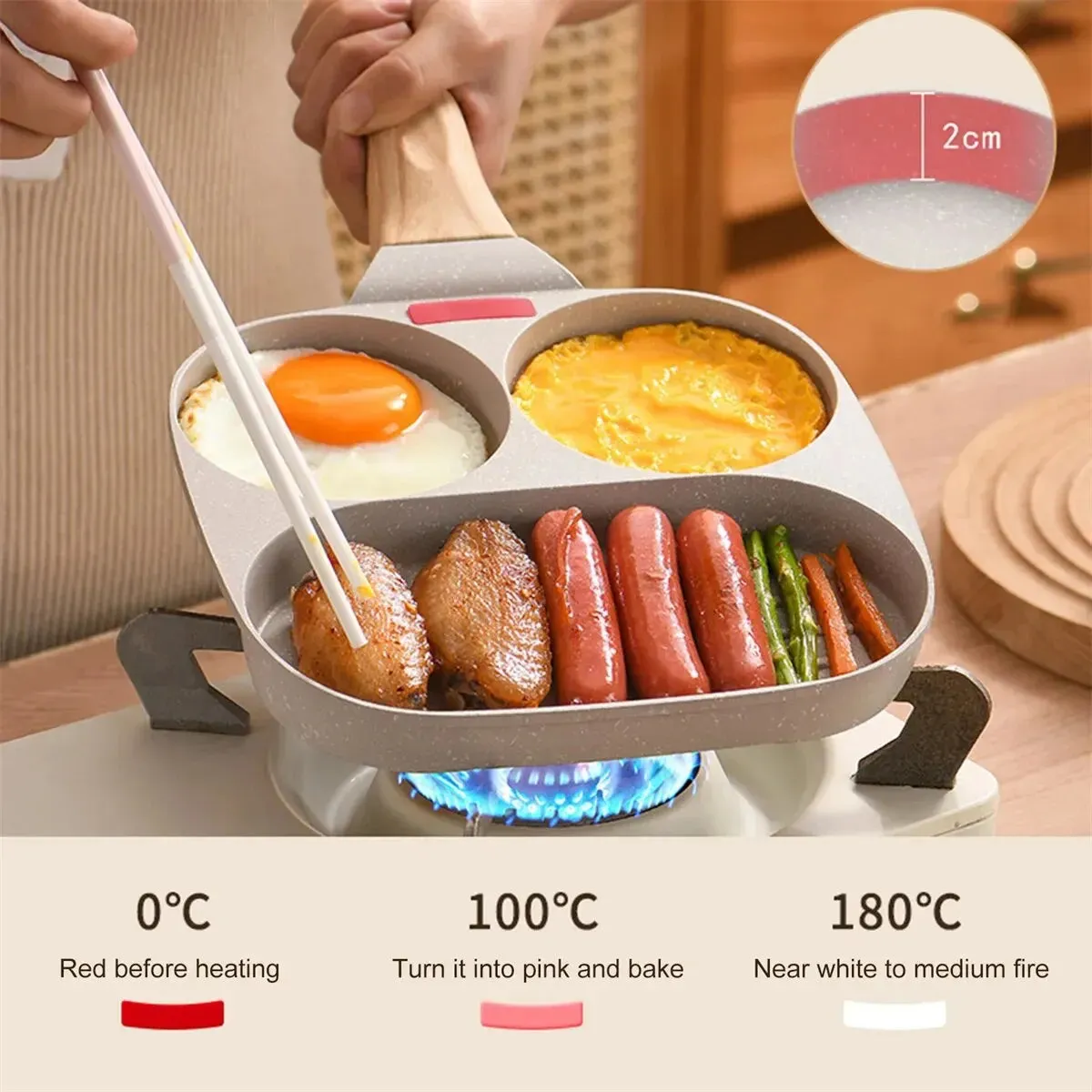 Multifunctional 3 In 1 Non-Stick Frying Pan