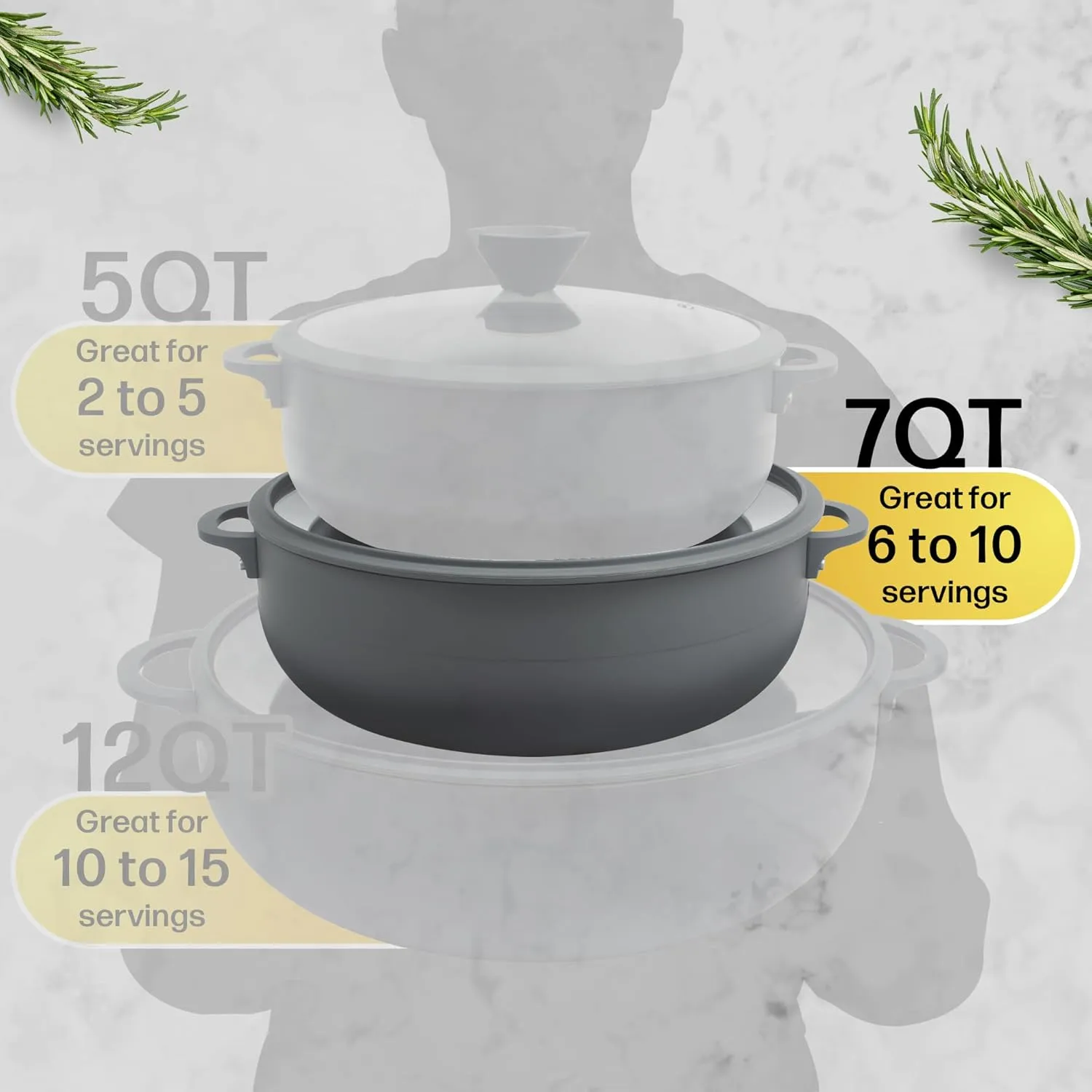 Nativo Nonstick Nontoxic Ceramic Caldero (Dutch Oven) with Glass Lid, Spoon Rest, Silicone Handle Protectors and Silicone Skimmer (GRAY - with Basket, 7 QT)