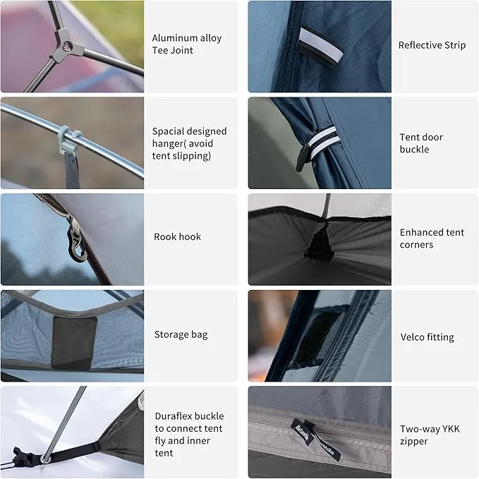 Naturehike Cloud-Up 1 Person Tent Lightweight Backpacking Tent for One Man, Waterproof Ultralight Single Person Tent, Double Layer One Person Tent for Camping Hiking Backpacking