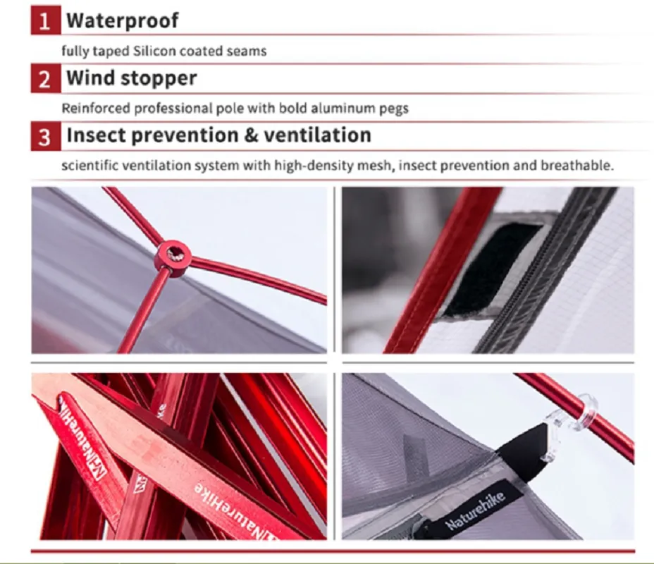Naturehike Fast response Tent Camping Seasons Fabric Outdoor 4 Silicone Secure platform Nylon 20D