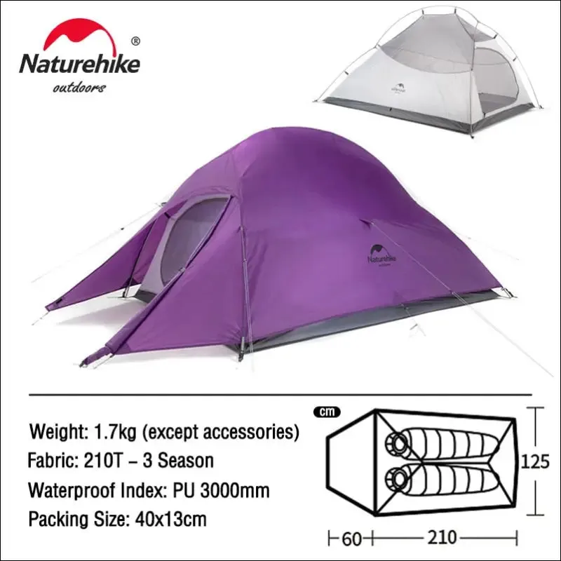 Naturehike upgraded cloud up 2 ultralight tent free standing 20d fabric camping tents for 2 person