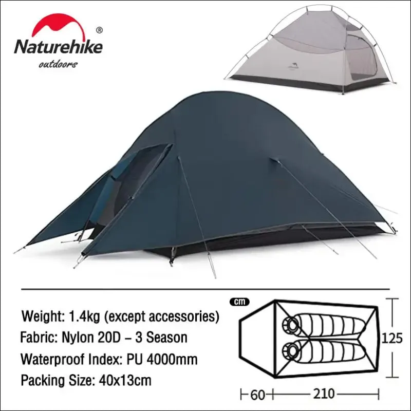 Naturehike upgraded cloud up 2 ultralight tent free standing 20d fabric camping tents for 2 person